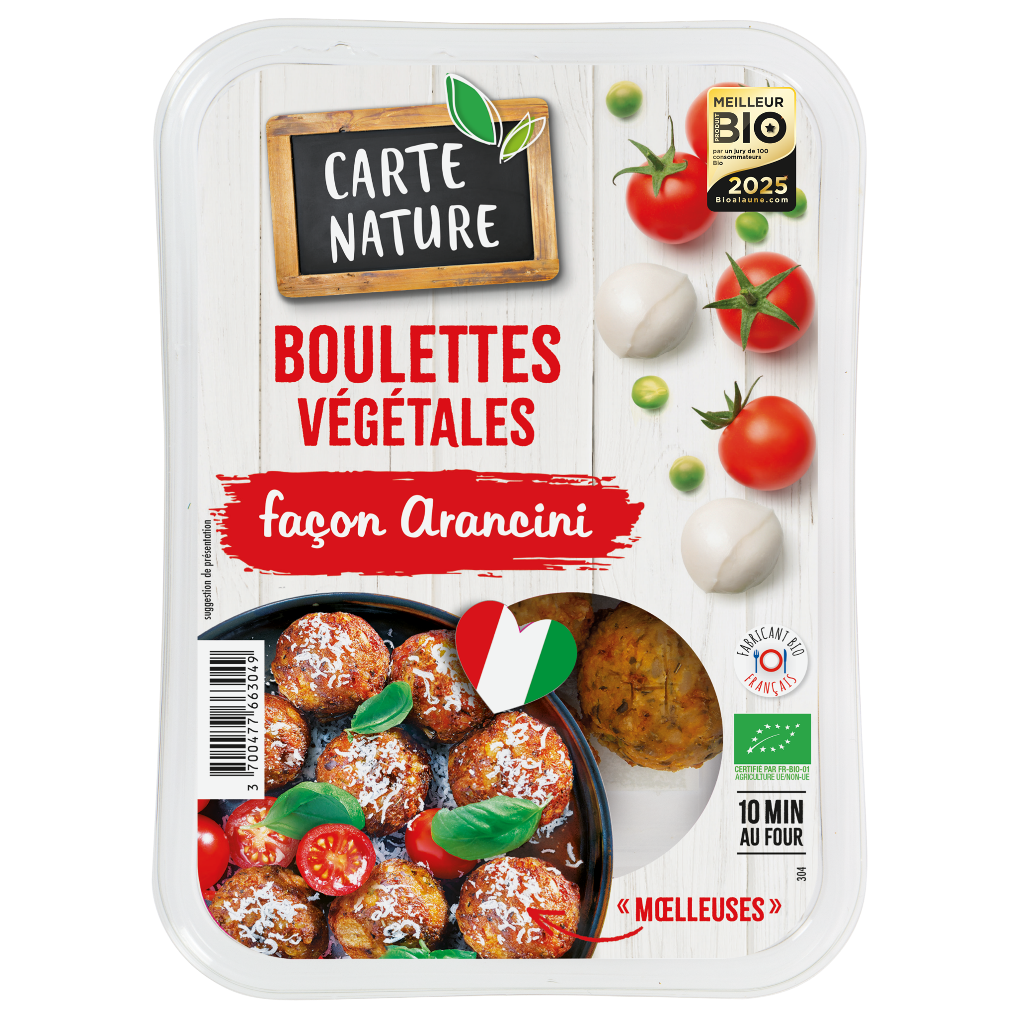 2e prix des meilleurs produits bio 2025 catégorie traiteur frais - Boulettes végétales façon arancini - Carte Nature